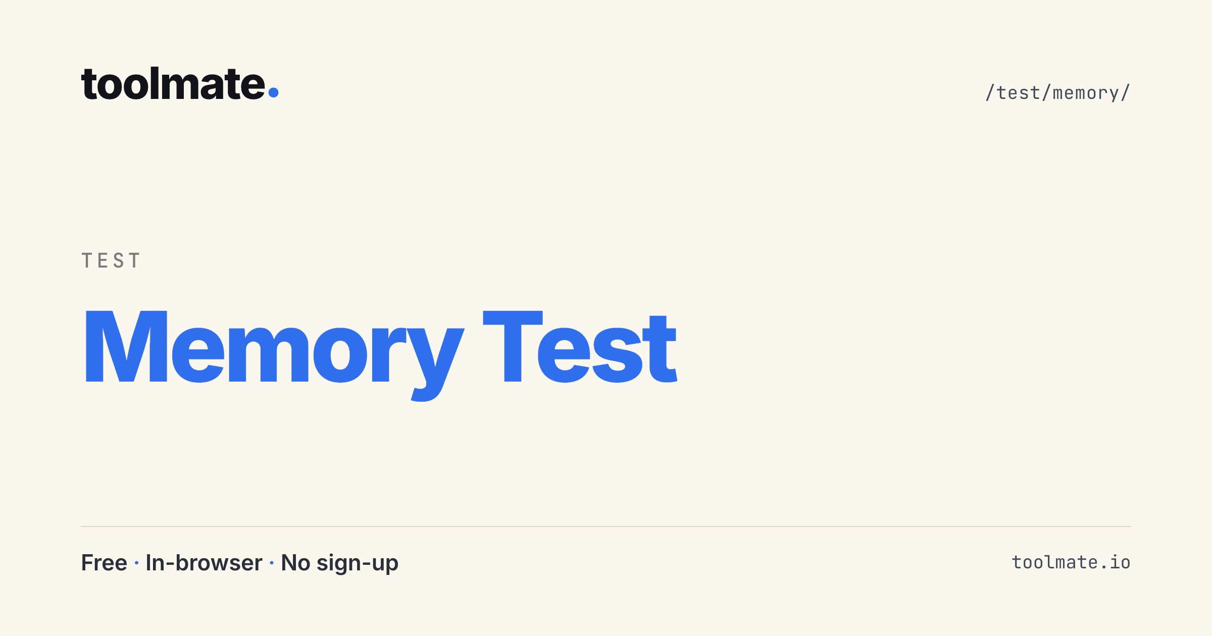 Memory Test Provder Memory Test — Sequence and Visual Board · toolmate