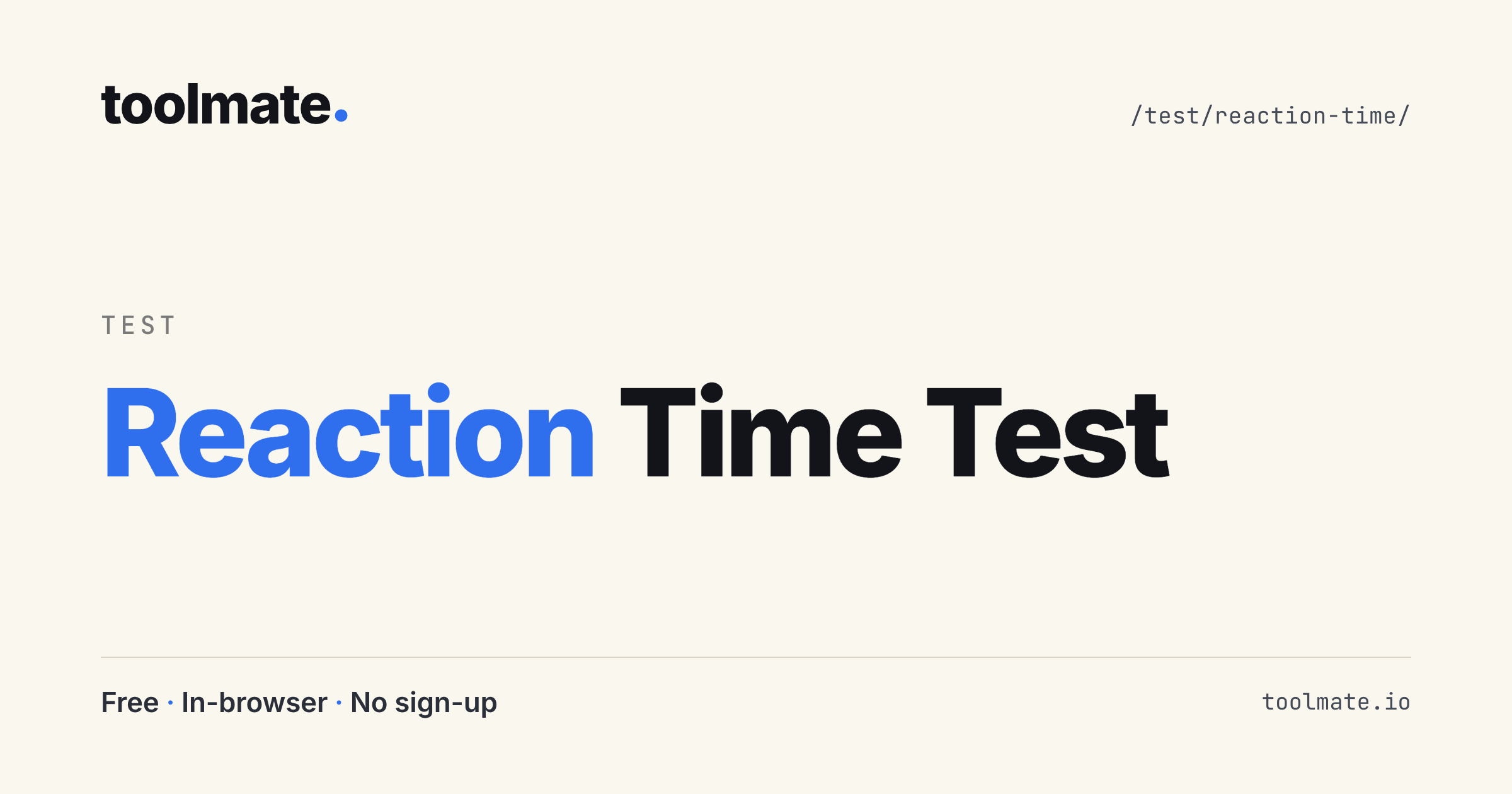 Reaction Time Test — Visual, Audio, F1 Mode · toolmate